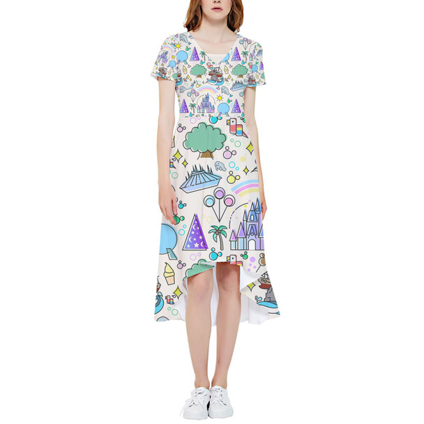 High Low Midi Dress - Walt Disney World Park Icons Light