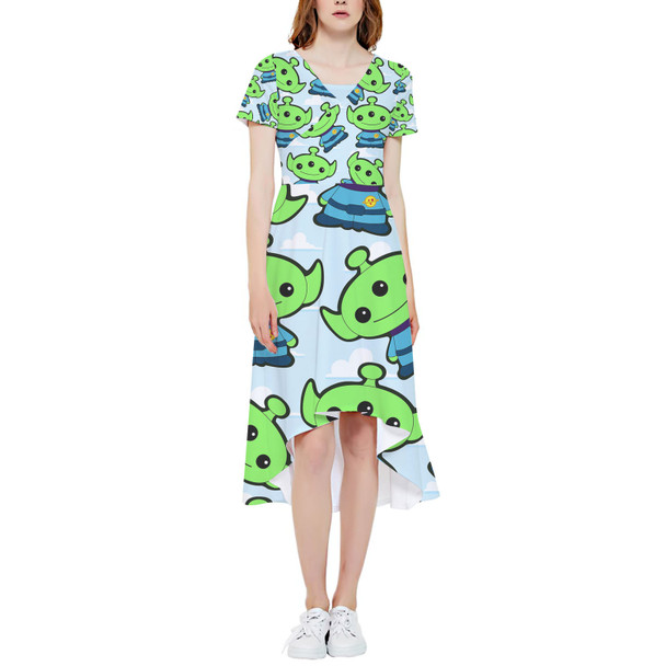 High Low Midi Dress - Little Green Aliens Toy Story Inspired