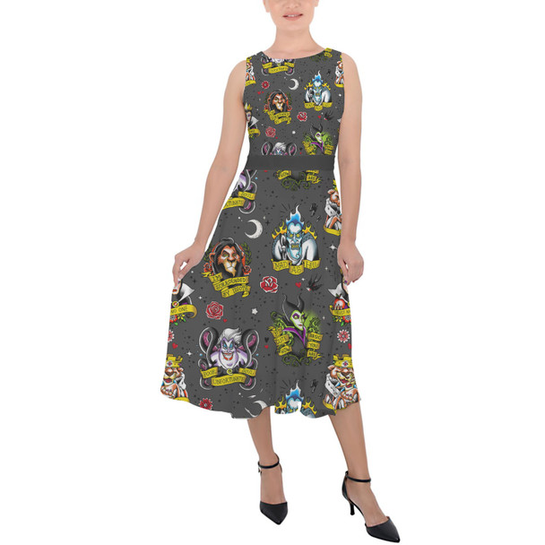 Belted Chiffon Midi Dress - Villain Tattoos