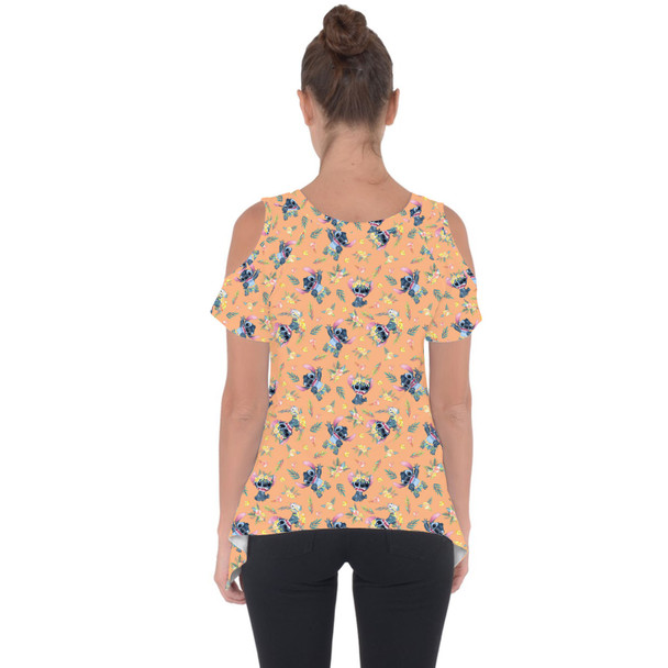 Cold Shoulder Tunic Top - Tropical Stitch