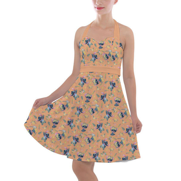 Halter Vintage Style Dress - Tropical Stitch