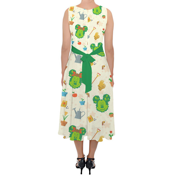 Belted Chiffon Midi Dress - Flower & Garden Festival