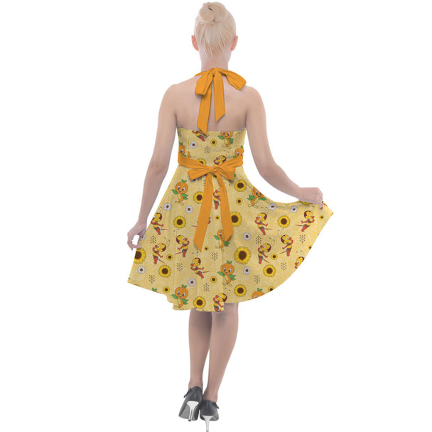 Halter Vintage Style Dress - Spike The Bee and Orange Bird