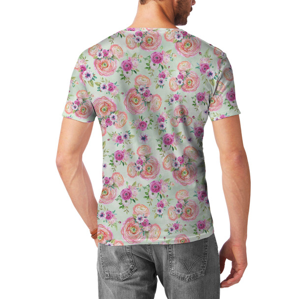 Men's Cotton Blend T-Shirt - Peachy Floral Minnie Ears