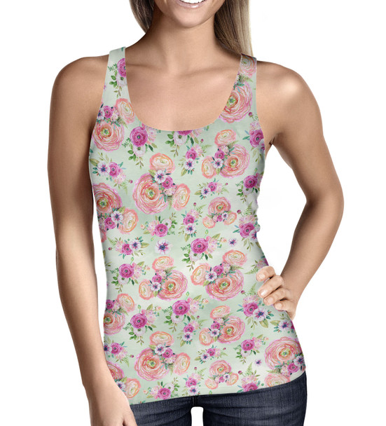 Women's Tank Top - Peachy Floral Minnie Ears