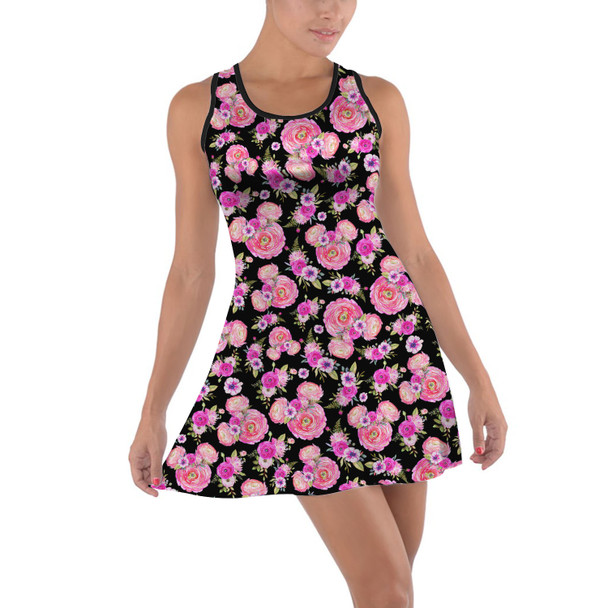 Cotton Racerback Dress - Fuchsia Pink Floral Minnie Ears