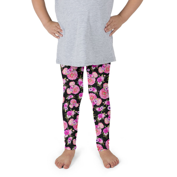 Girls' Leggings - Fuchsia Pink Floral Minnie Ears