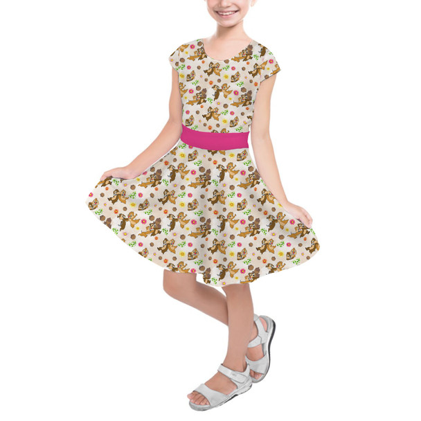 Girls Short Sleeve Skater Dress - Chip 'n Dale