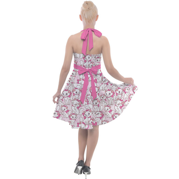 Halter Vintage Style Dress - Marie with her Pink Bow