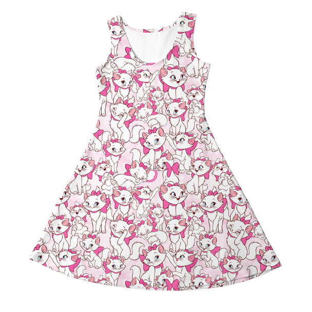 Girls Sleeveless Dress - Marie with her Pink Bow