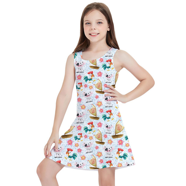 Girls Sleeveless Dress - Heihei and Pua