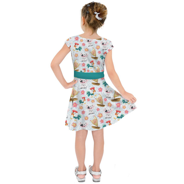 Girls Short Sleeve Skater Dress - Heihei and Pua