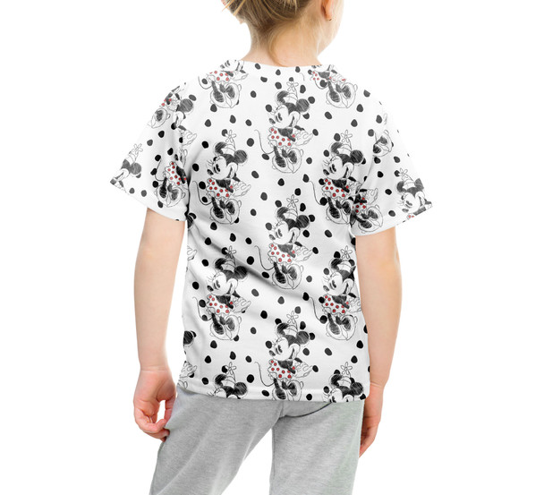 Youth Cotton Blend T-Shirt - Sketch of Minnie Mouse