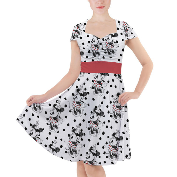 Sweetheart Midi Dress - Sketch of Minnie Mouse