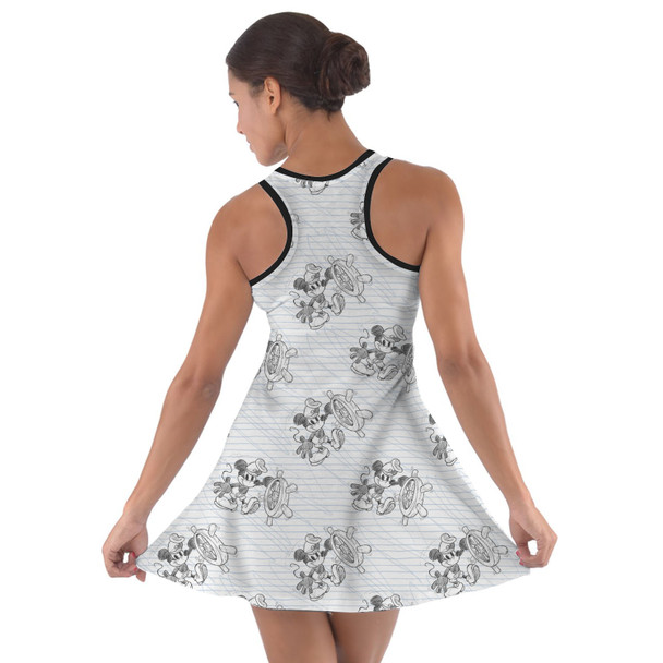 Cotton Racerback Dress - Sketch of Steamboat Mickey