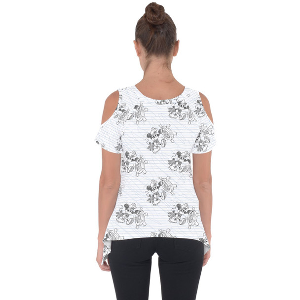 Cold Shoulder Tunic Top - Sketch of Steamboat Mickey