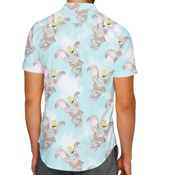 Men's Button Down Short Sleeve Shirt - Sketch of Dumbo
