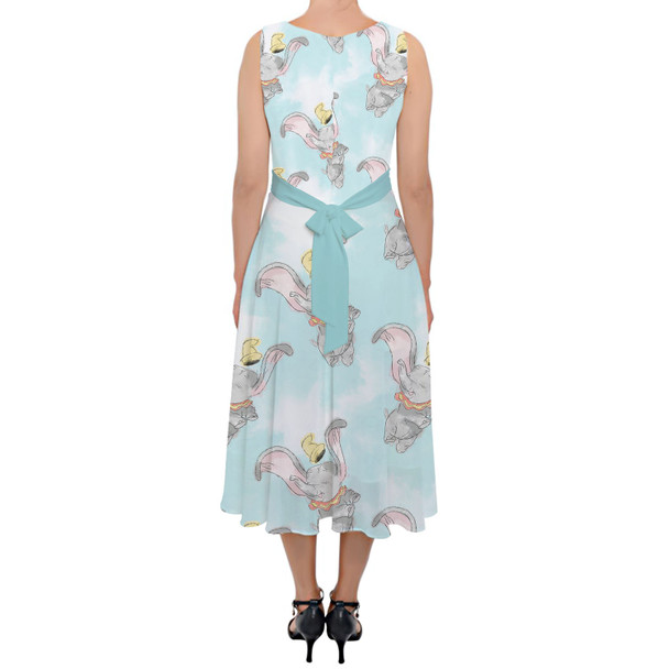 Belted Chiffon Midi Dress - Sketch of Dumbo