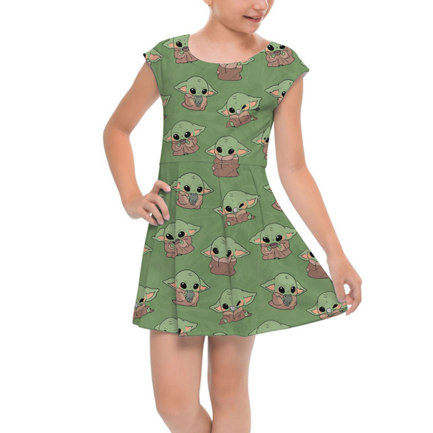 Girls Cap Sleeve Pleated Dress - The Child Catching Frogs