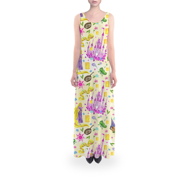 Flared Maxi Dress - Watercolor Tangled
