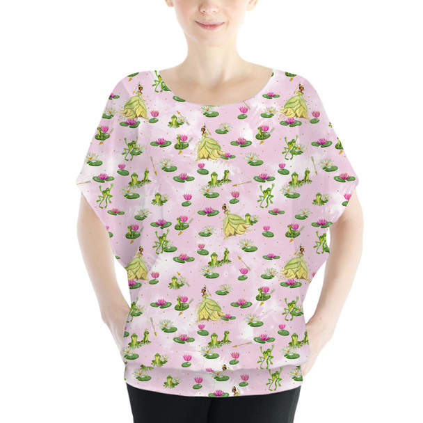 Batwing Chiffon Top - Watercolor Princess Tiana & The Frog