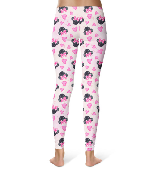 Sport Leggings - Watercolor Minnie Mouse In Pink