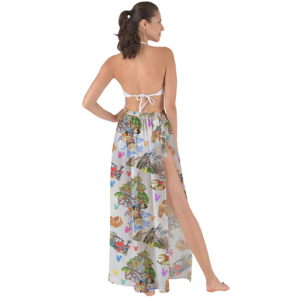 Maxi Sarong Skirt - Watercolor Disney Parks Trains & Drops