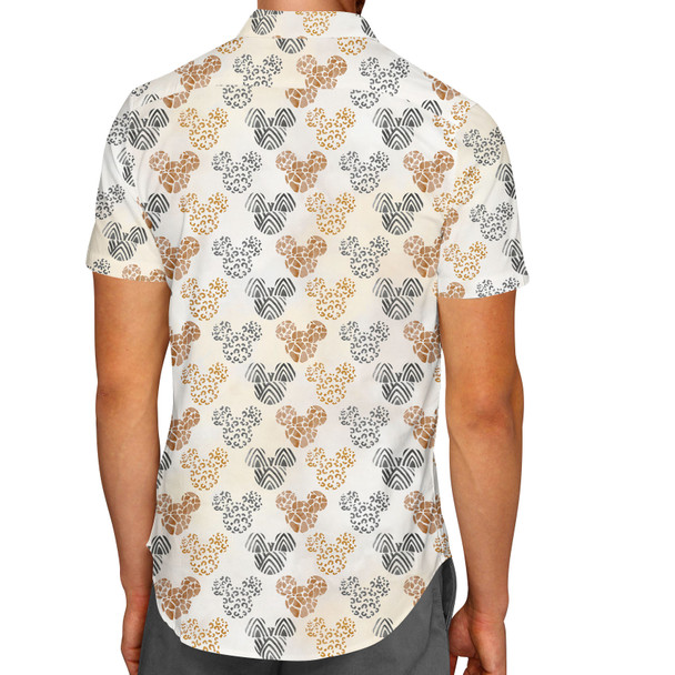 Men's Button Down Short Sleeve Shirt - Safari Mickey Ears
