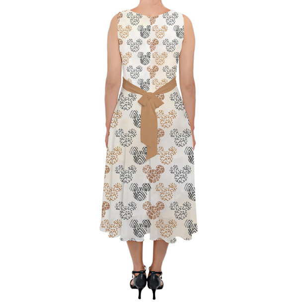 Belted Chiffon Midi Dress - Safari Mickey Ears