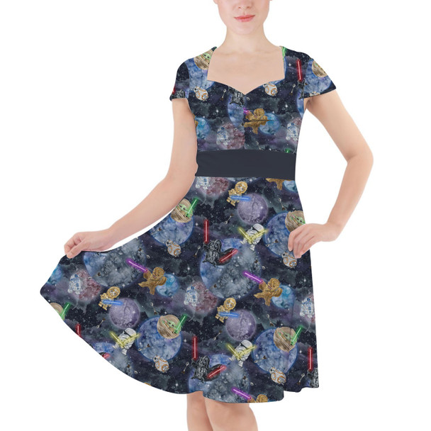 Sweetheart Midi Dress - Watercolor Star Wars Battle