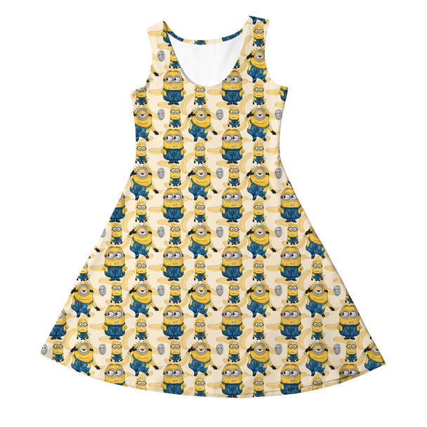 Girls Sleeveless Dress - Minions Bananas