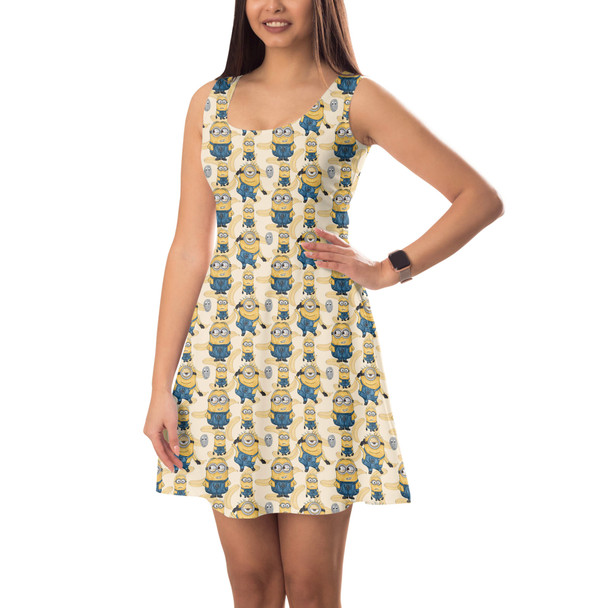 Sleeveless Flared Dress - Minions Bananas