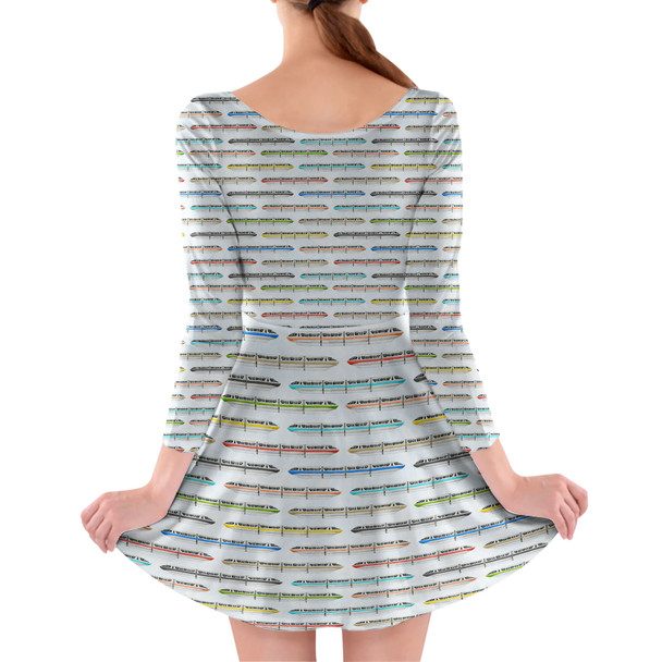 Longsleeve Skater Dress - Disney Monorail Rainbow