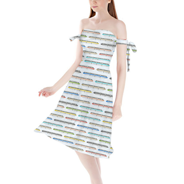 Strapless Bardot Midi Dress - Disney Monorail Rainbow