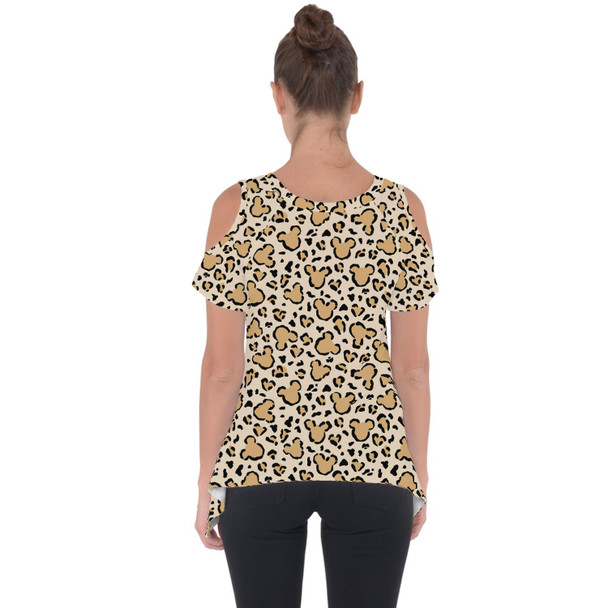 Cold Shoulder Tunic Top - Mouse Ears Animal Print