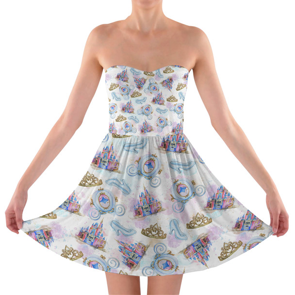 Sweetheart Strapless Skater Dress - Watercolor Cinderella