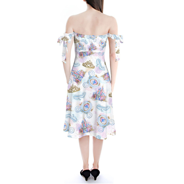 Strapless Bardot Midi Dress - Watercolor Cinderella