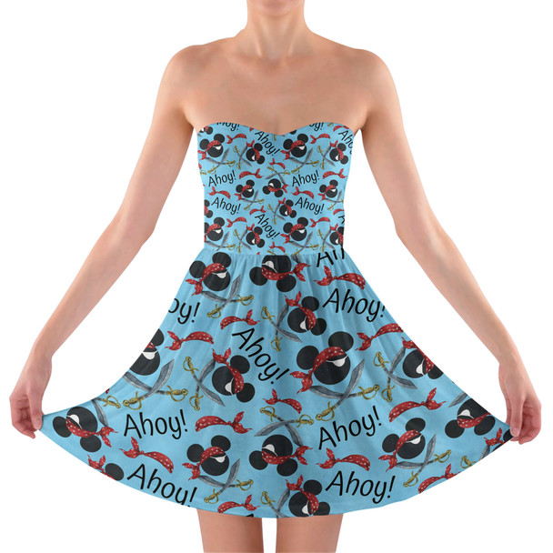 Sweetheart Strapless Skater Dress - Pirate Mickey Ahoy!