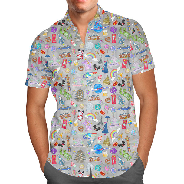 Men's Button Down Short Sleeve Shirt - The Epcot Experience