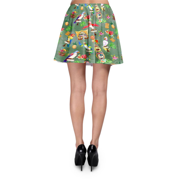 Skater Skirt - Orange Bird & Tiki Friends