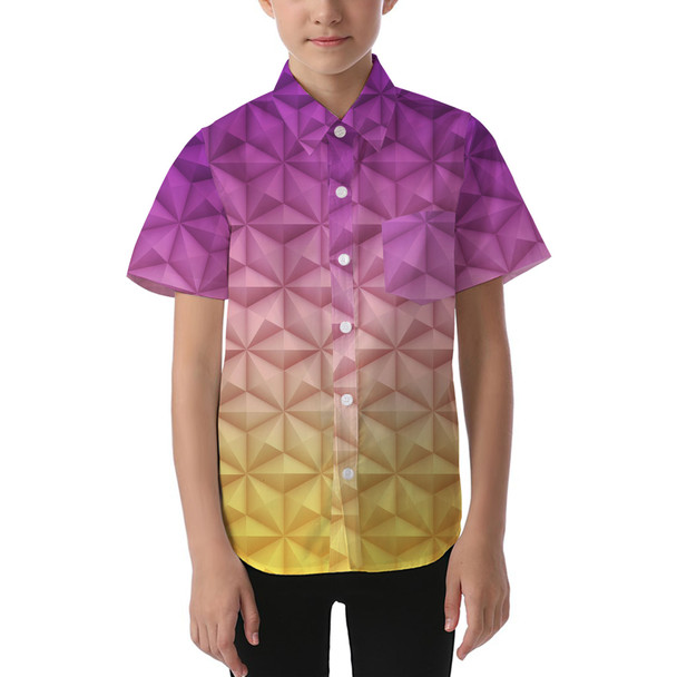 Kids' Button Down Short Sleeve Shirt - Epcot Spaceship Earth