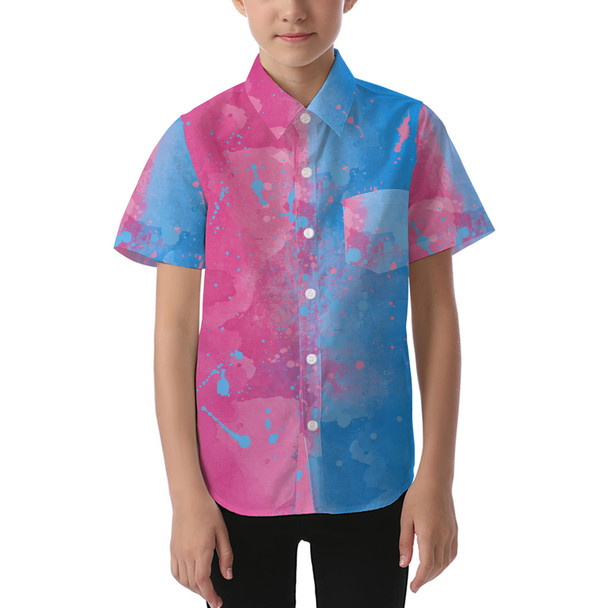 Kids' Button Down Short Sleeve Shirt - Pink or Blue Sleeping Beauty Inspired