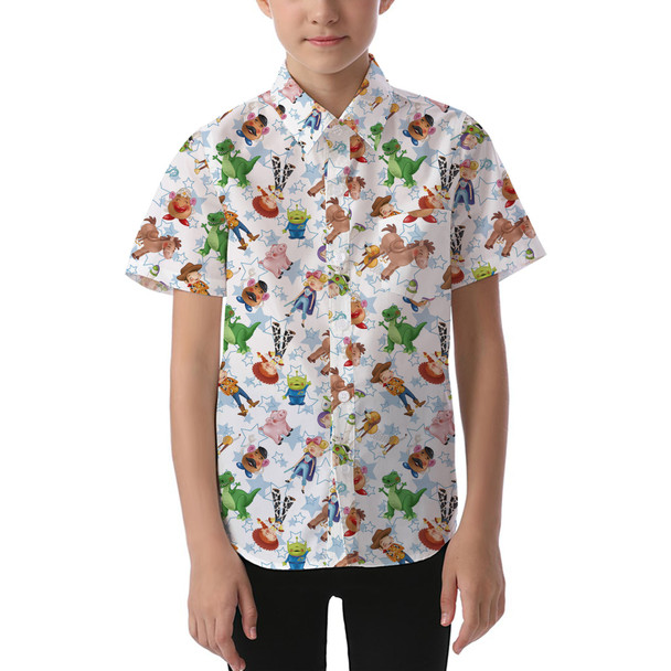 Kids' Button Down Short Sleeve Shirt - Toy Story Friends