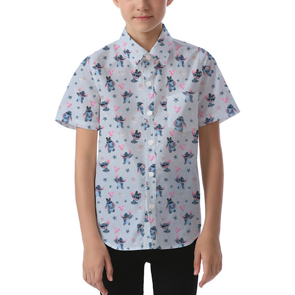 Kids' Button Down Short Sleeve Shirt - Happy Stitch