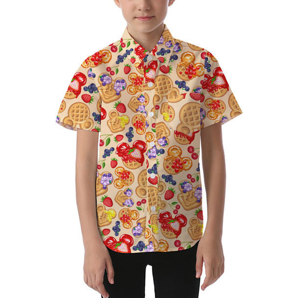 Kids' Button Down Short Sleeve Shirt - Magical Breakfast Waffles