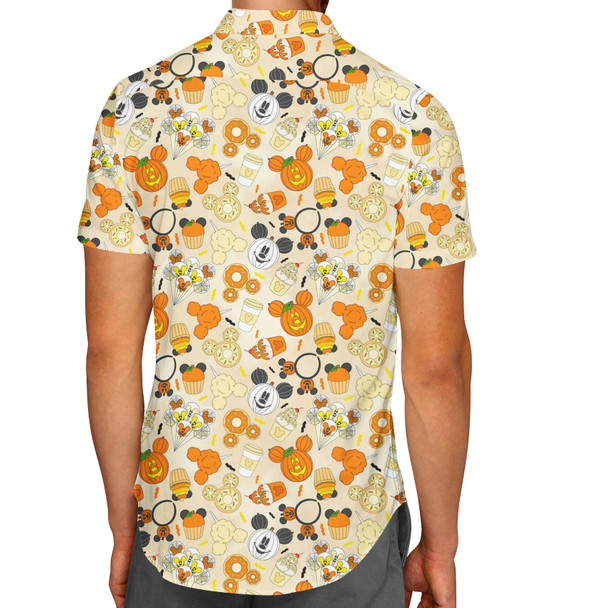 Men's Button Down Short Sleeve Shirt - Disney Halloween Snacks