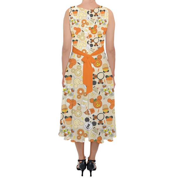 Belted Chiffon Midi Dress - Disney Halloween Snacks