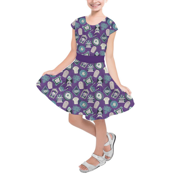 Girls Short Sleeve Skater Dress - Tomb Sweet Tomb