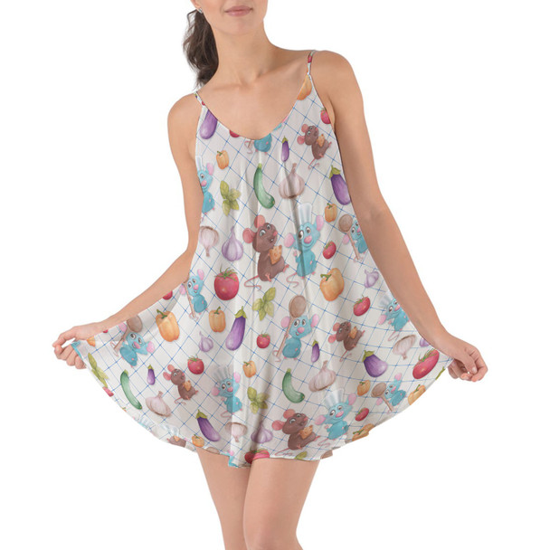 Beach Cover Up Dress - Ratatouille Veggies