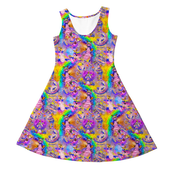 Girls Sleeveless Dress - Figment Watercolor Rainbow